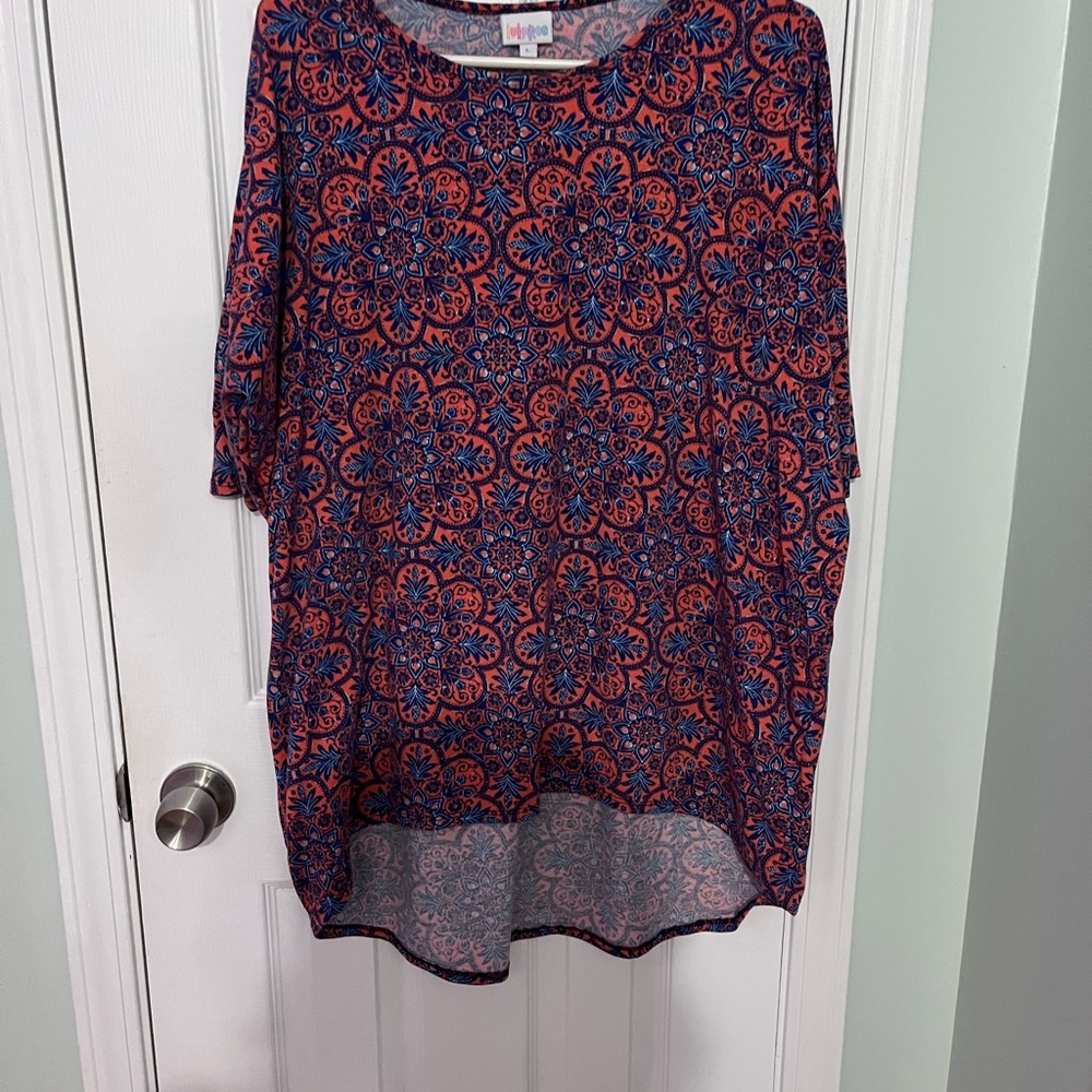 LuLaRoe Vibrant Blue and Red Floral Tunic